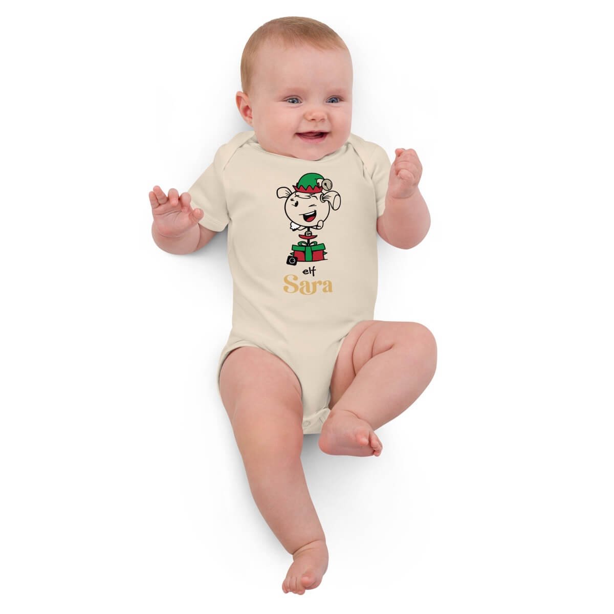 organic-cotton-baby-bodysuit-organic-natural-2b_bebe Christmas Elf Girl Bodysuit 100% Organic Cotton - Infant 3M-18M - Image 1