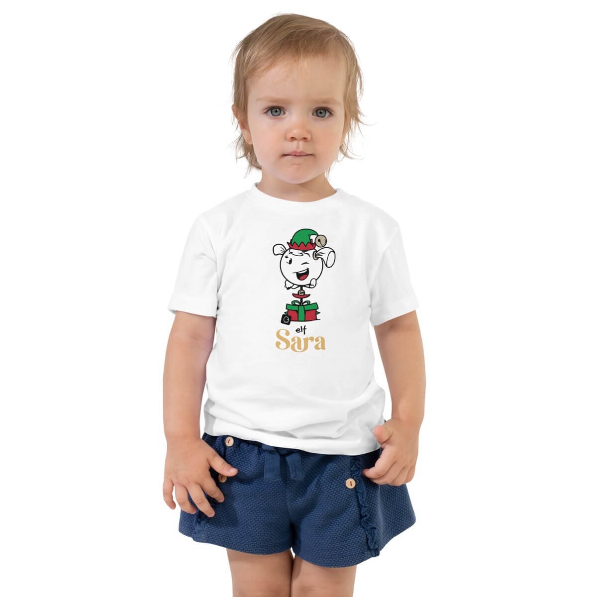 toddler-staple-tee-white-1b_girl Christmas Elf Girl Unisex T-Shirt Toddler 2T-5T - Image 1