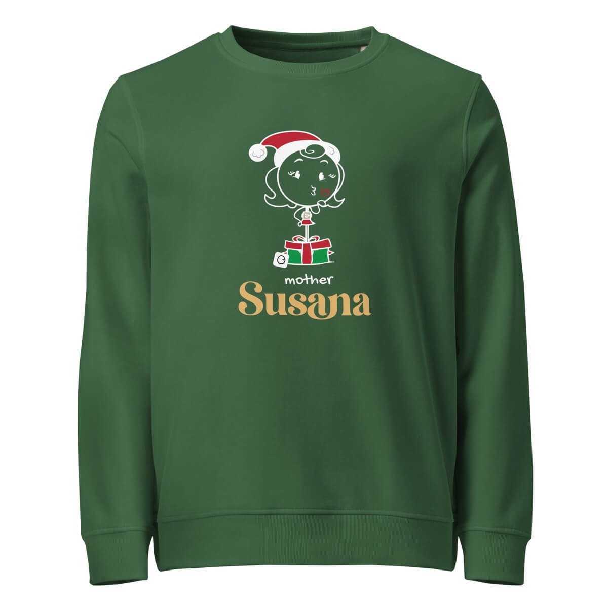 unisex-organic-sweatshirt-bottle-green-3a Christmas Mother Unisex Organic Sweatshirt Adult - Image 1
