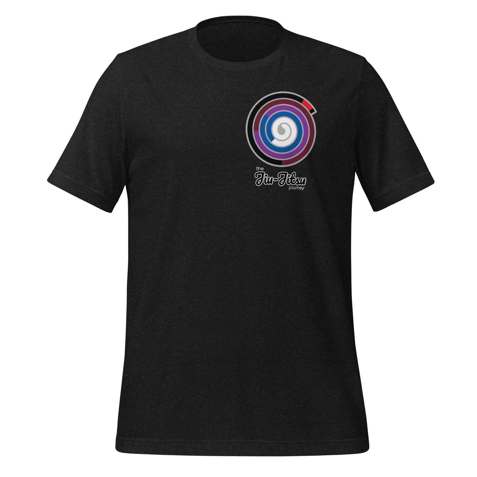 unisex-staple-t-shirt-black-heather-front-69c2ccb55b194.jpg Jiu-Jitsu – Belt Journey – Premium Cotton Tee - Image 1